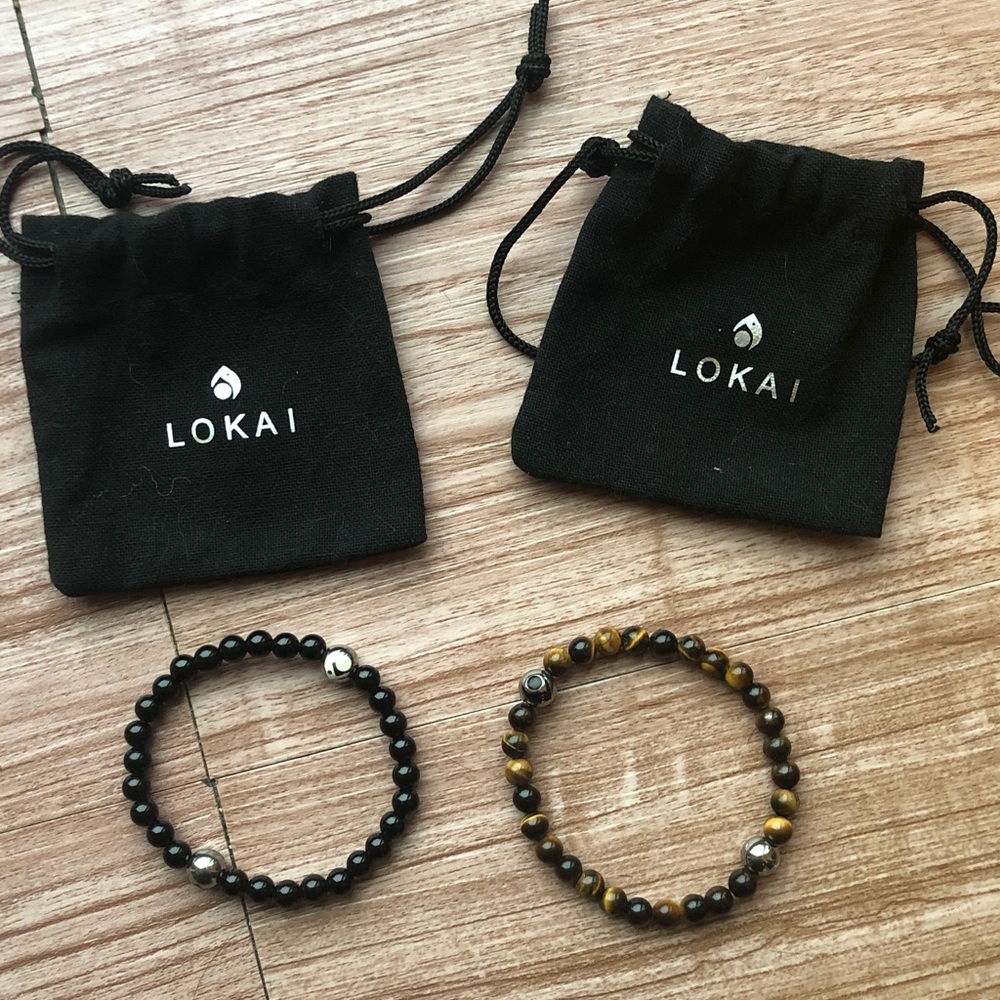 Lokai Tigers Eye and Onyx Bracelets